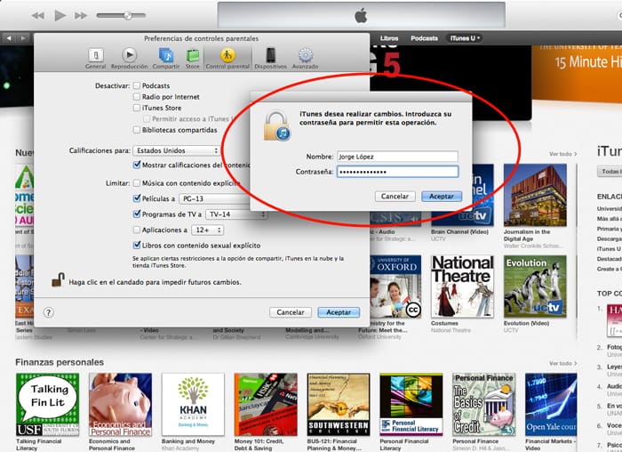 Control parental en iTunes 
