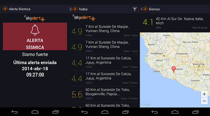 Apps de alerta sísmica - Skyalert
