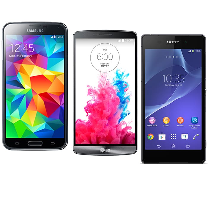 LG G3, Samsung Galaxy S5 y Xperia Z2