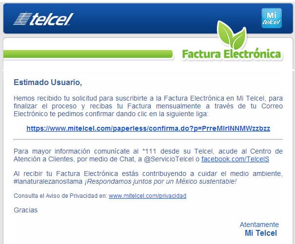 Factura electrónica Telcel