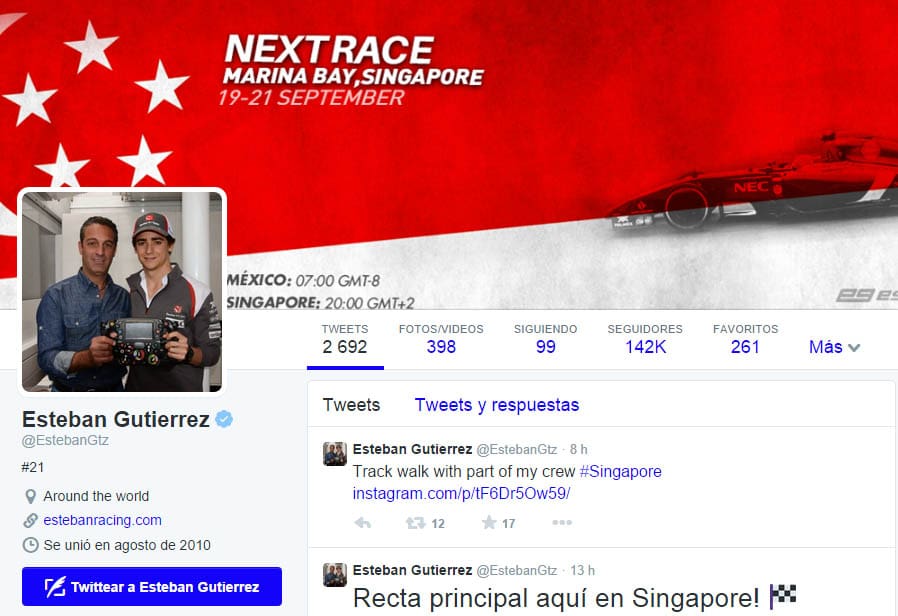 Esteban Gutiérrez Twitter