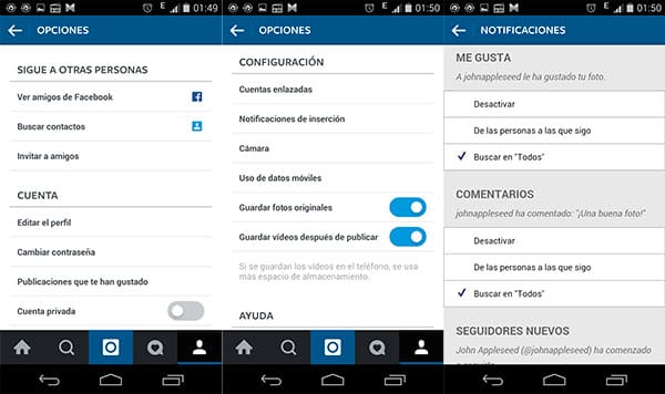 instagram-configuración