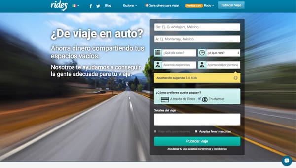 publicar viaje rides