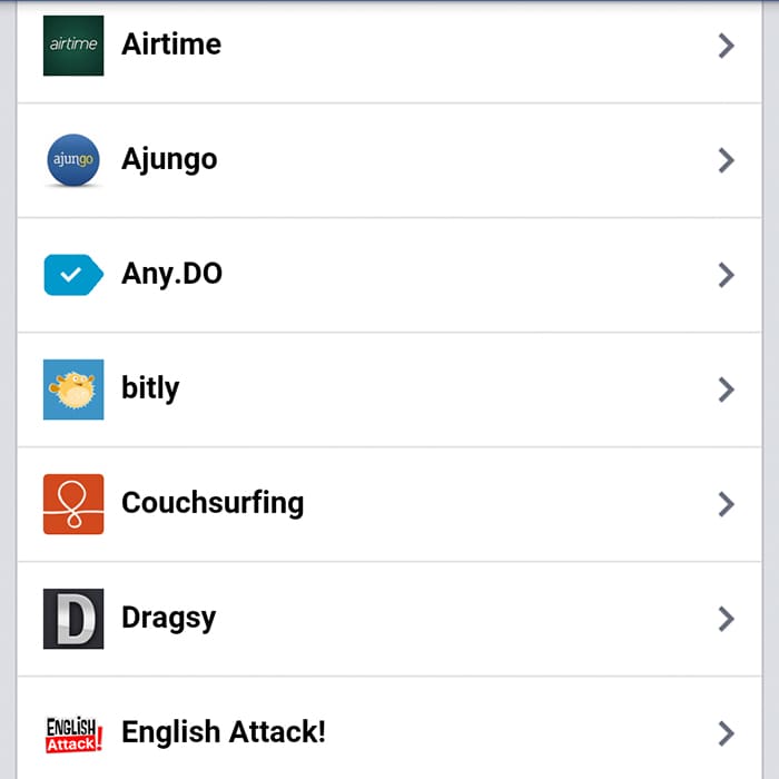 Apps iniciadas con Facebook