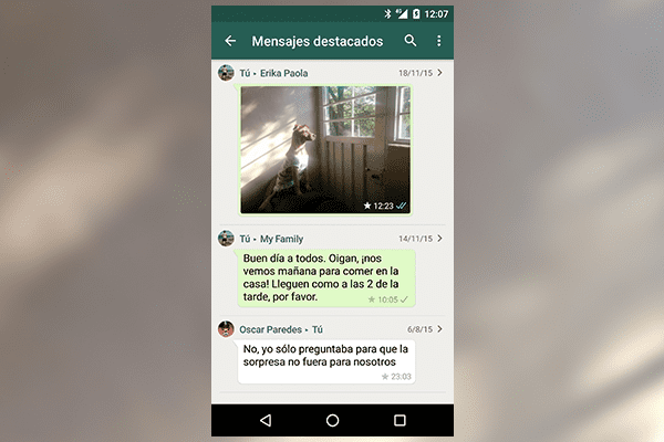 Mensajes destacados en WhatsApp
