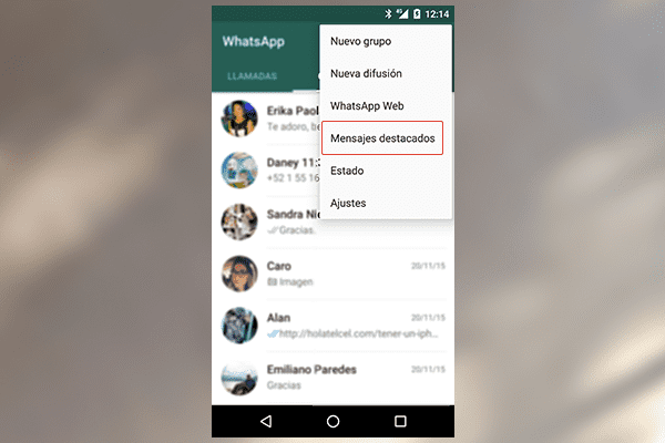 Mensajes destacados en WhatsApp