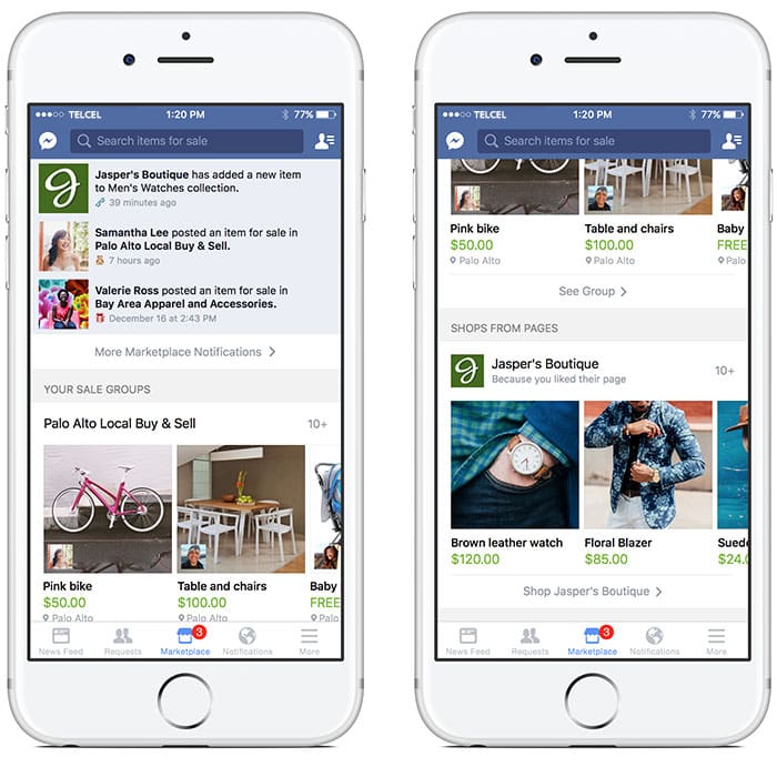 Facebook Groups, Marketplace
