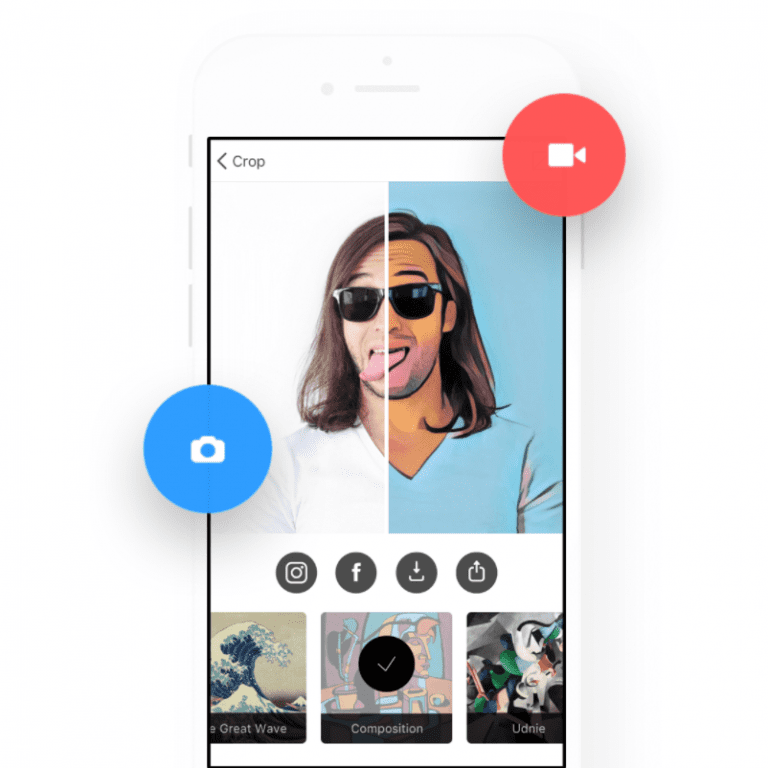 pantalla de iPhone con un hombre que usa la aplicación de Prisma.