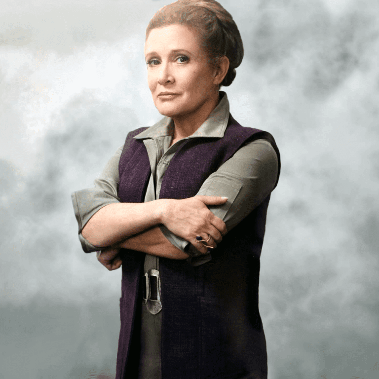 Carrie Fisher como la general Leia Organa en Star Wars