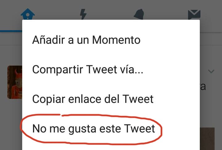 botón no me gusta en Twitter