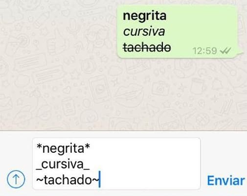 negrita cursiva whatsapp