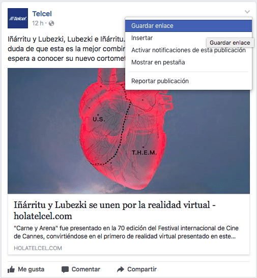 Guardar enlace Facebook