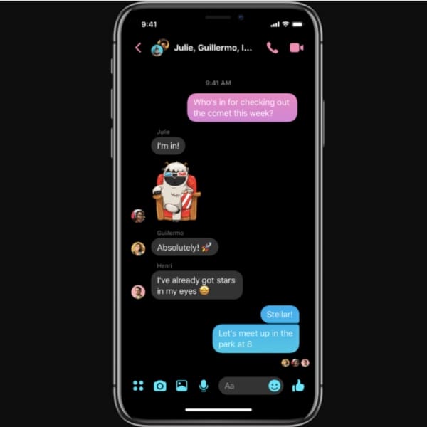Modo oscuro en Messenger
