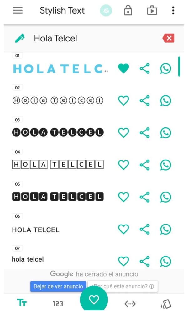 Tipografía WhatsApp. 