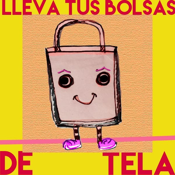 Lleva tus propias bolsas de tela cuando vas de compras