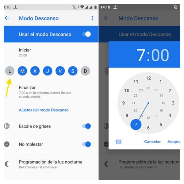 Modo descanso de Android.