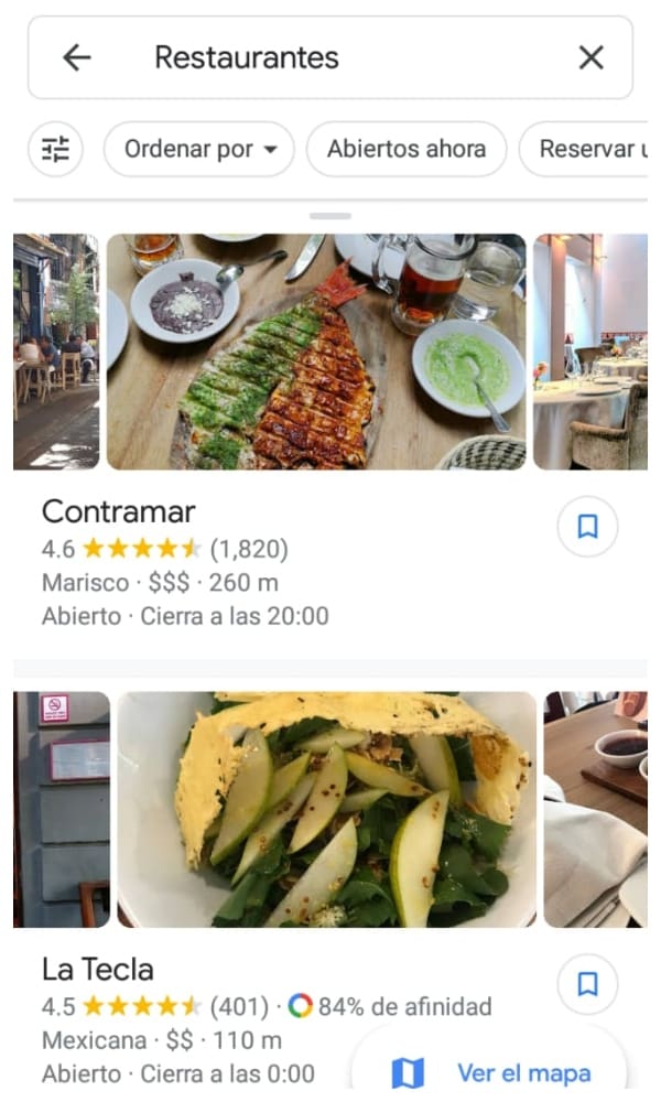 Google Maps función Carta