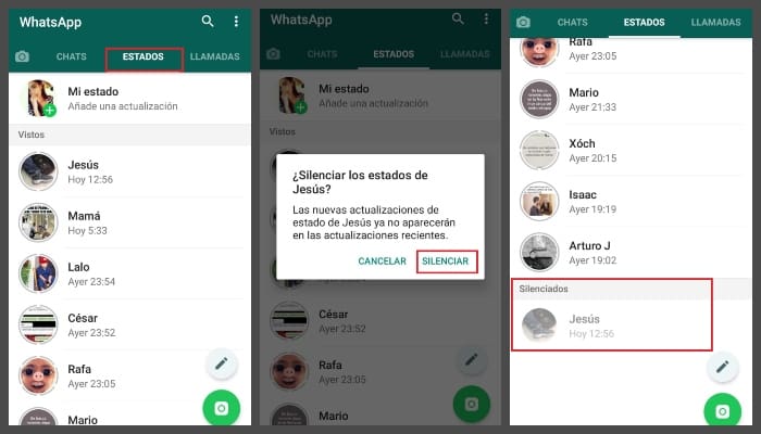 Cómo silenciar estados de WhatsApp 