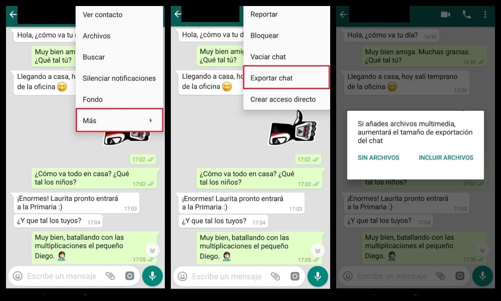Exportar conversaciones WhatsApp 