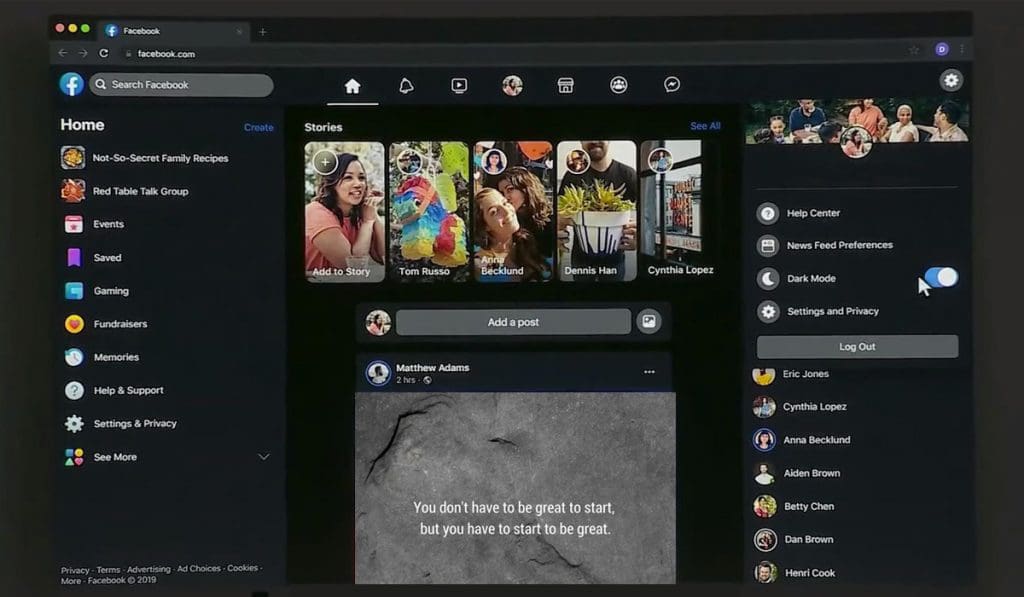 Facebook Modo Oscuro 