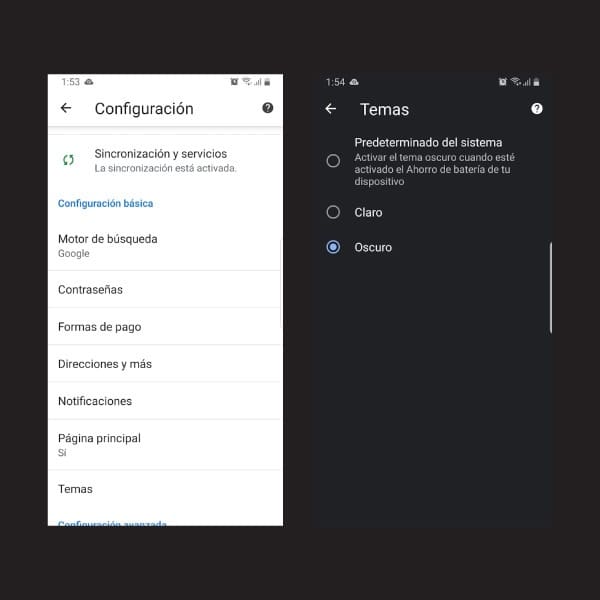 modo oscuro en google chrome