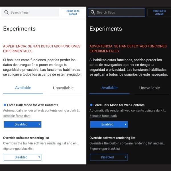 modo oscuro google chrome