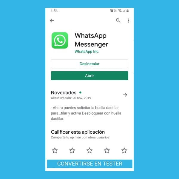WhatsApp tester android