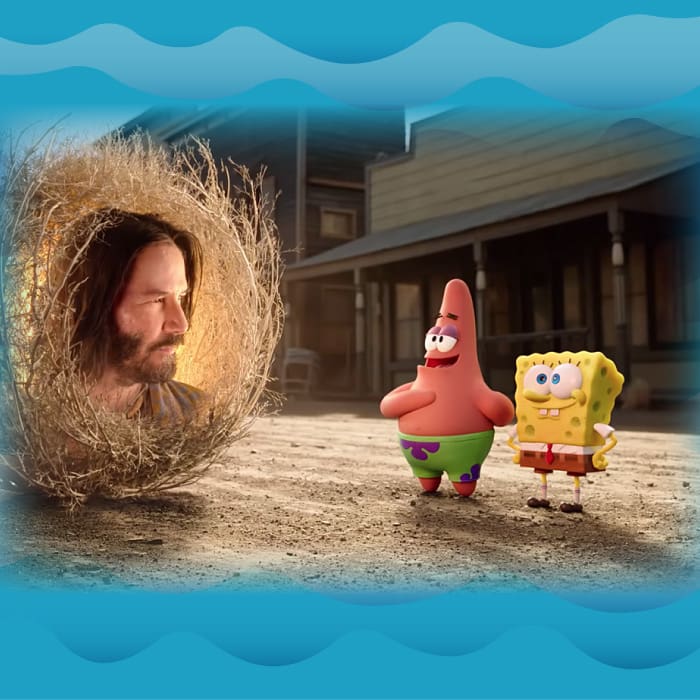 Keanu Reeves y Bob Esponja