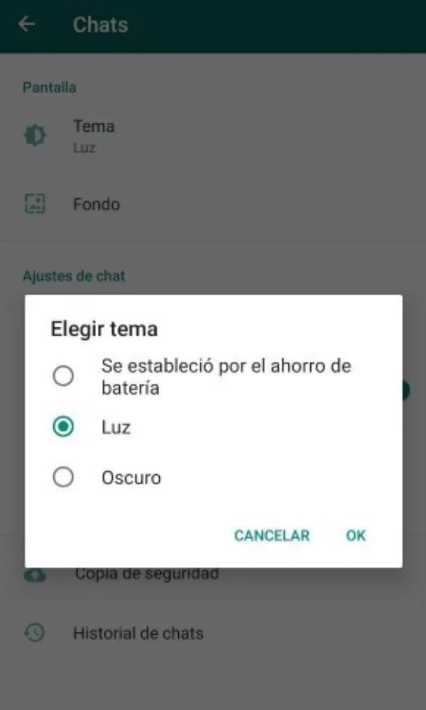 WhatsApp modo oscuro 