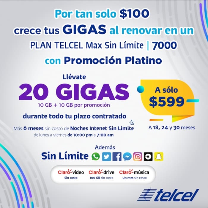 Plan Telcel Max Sin Límite 7000