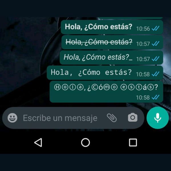 WhatsApp cambiar letra 