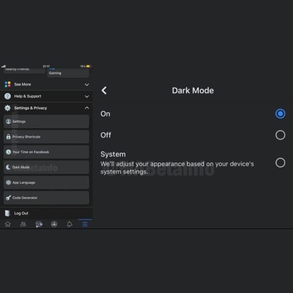 modo oscuro facebook