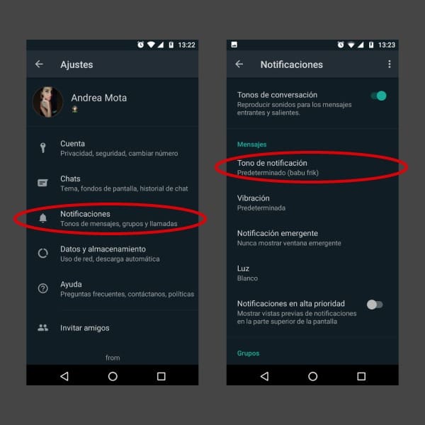 Whatsapp cómo cambiar tono de mensaje 