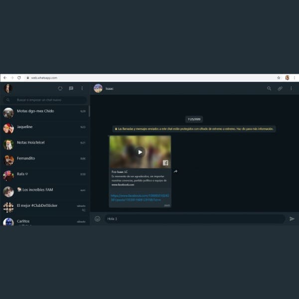 WhatsApp Web modo oscuro 