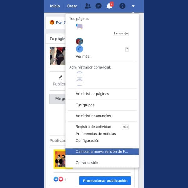 nuevo diseno y modo oscuro en facebook