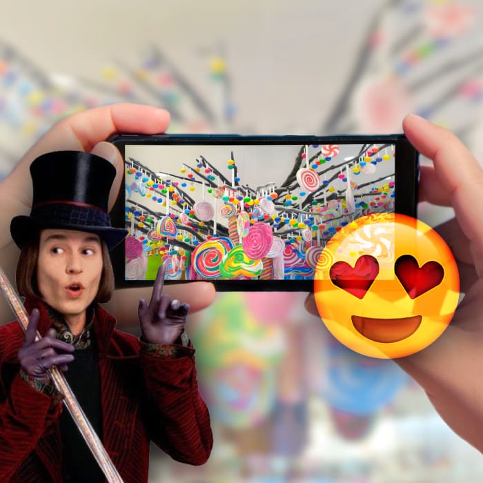 Willy Wonka pantalla sabores