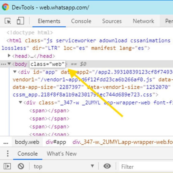 WhatsApp web modo oscuro 