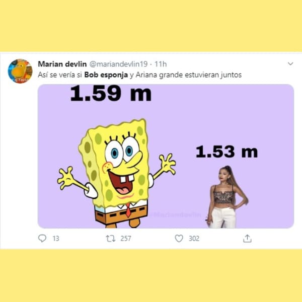 Bob Esponja Twitter estatura 