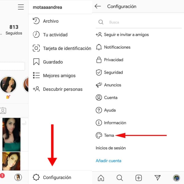 Instagram modo oscuro 