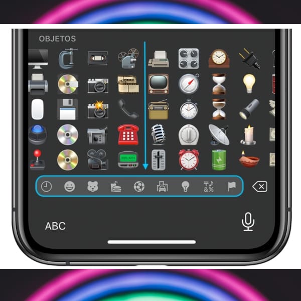 En iOS hay una barra secreta de scroll para los emojis