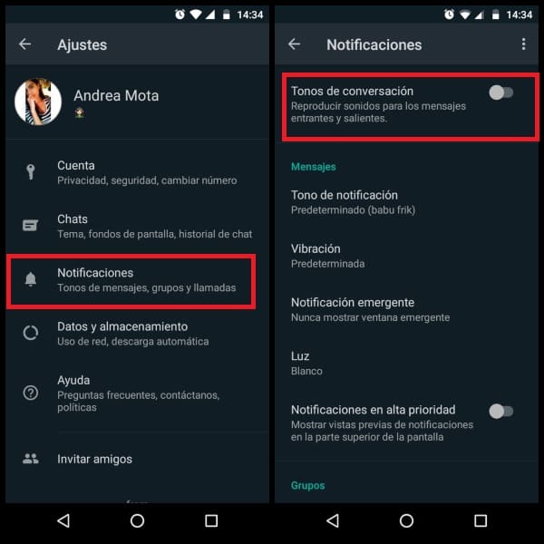 WhatsApp privacidad notificaciones 