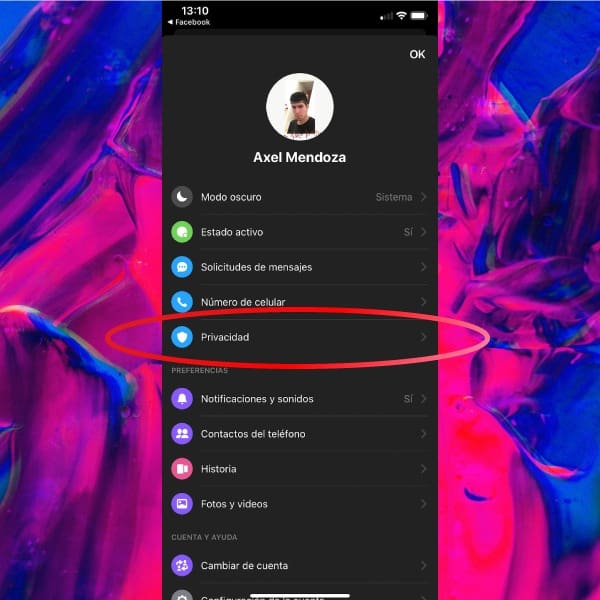 Facebook Messenger reconocimiento facial 