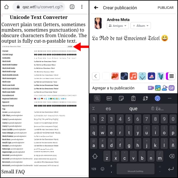 Cambiar tipo de letra Facebook