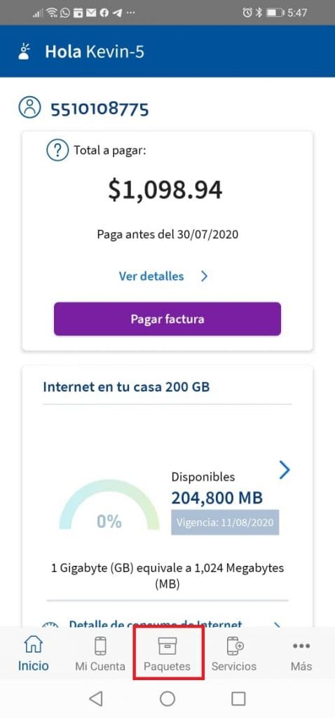 Mi Telcel paquetes adicionales 