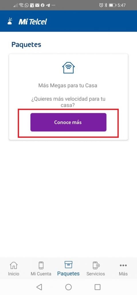 Mi Telcel paquetes adicionales 