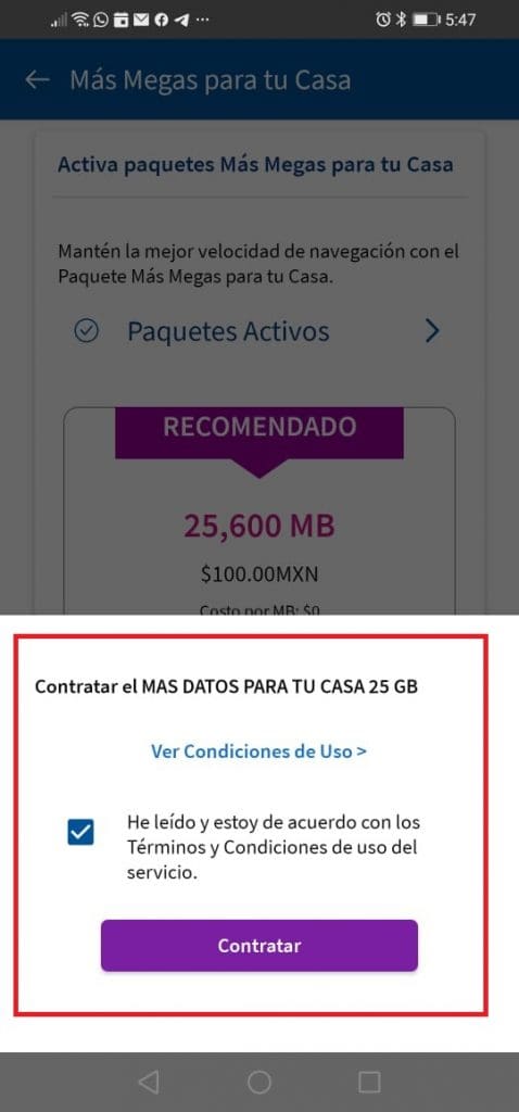 Mi Telcel paquetes adicionales 