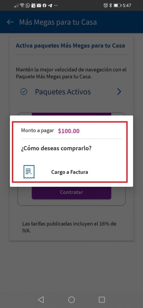 Mi Telcel paquetes adicionales 