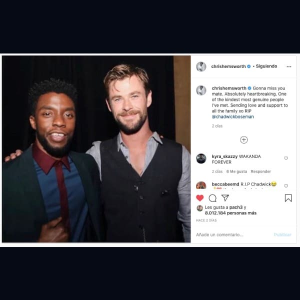 despedida Chris Hemsworth a Chadwick Boseman