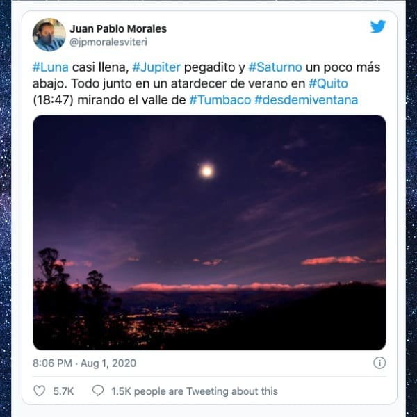 alineacion de luna jupiter y saturno en el cielo agosto