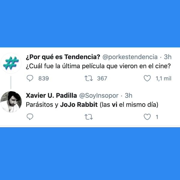 la ultima pelicula que viste en el cine